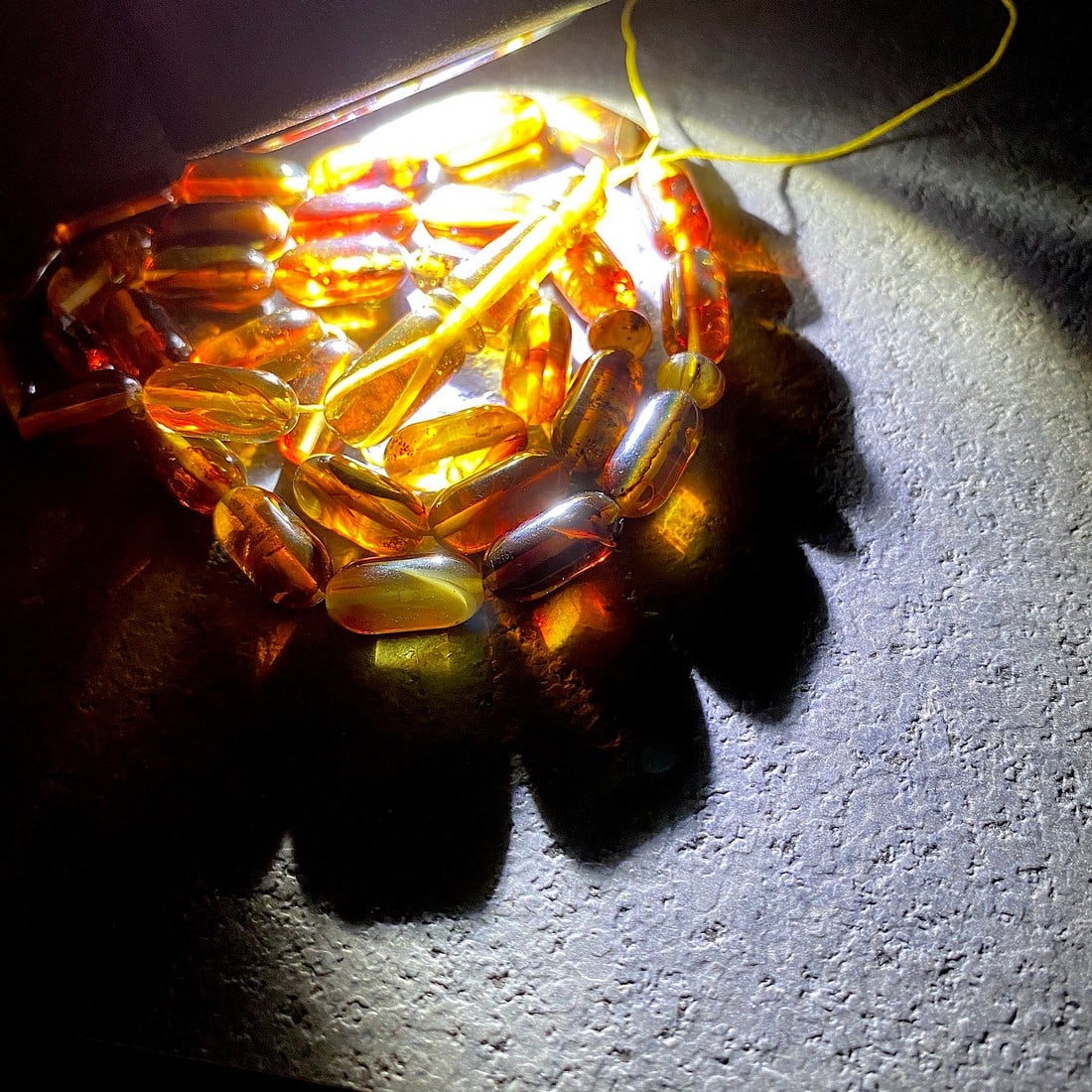 Amber Tesbih made from Barrel tablet shaped Amber beads - 8