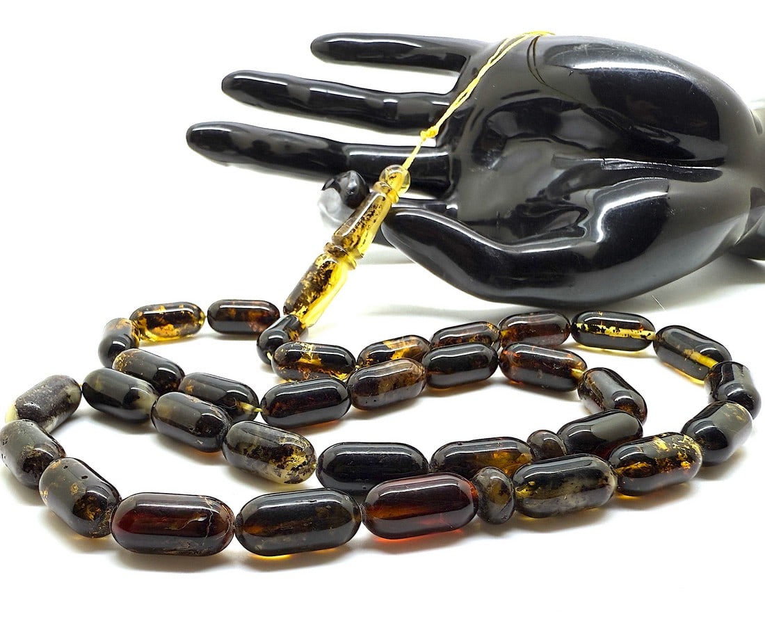Impressive Amber Tesbih made from Capsule shaped Amber beads - 3