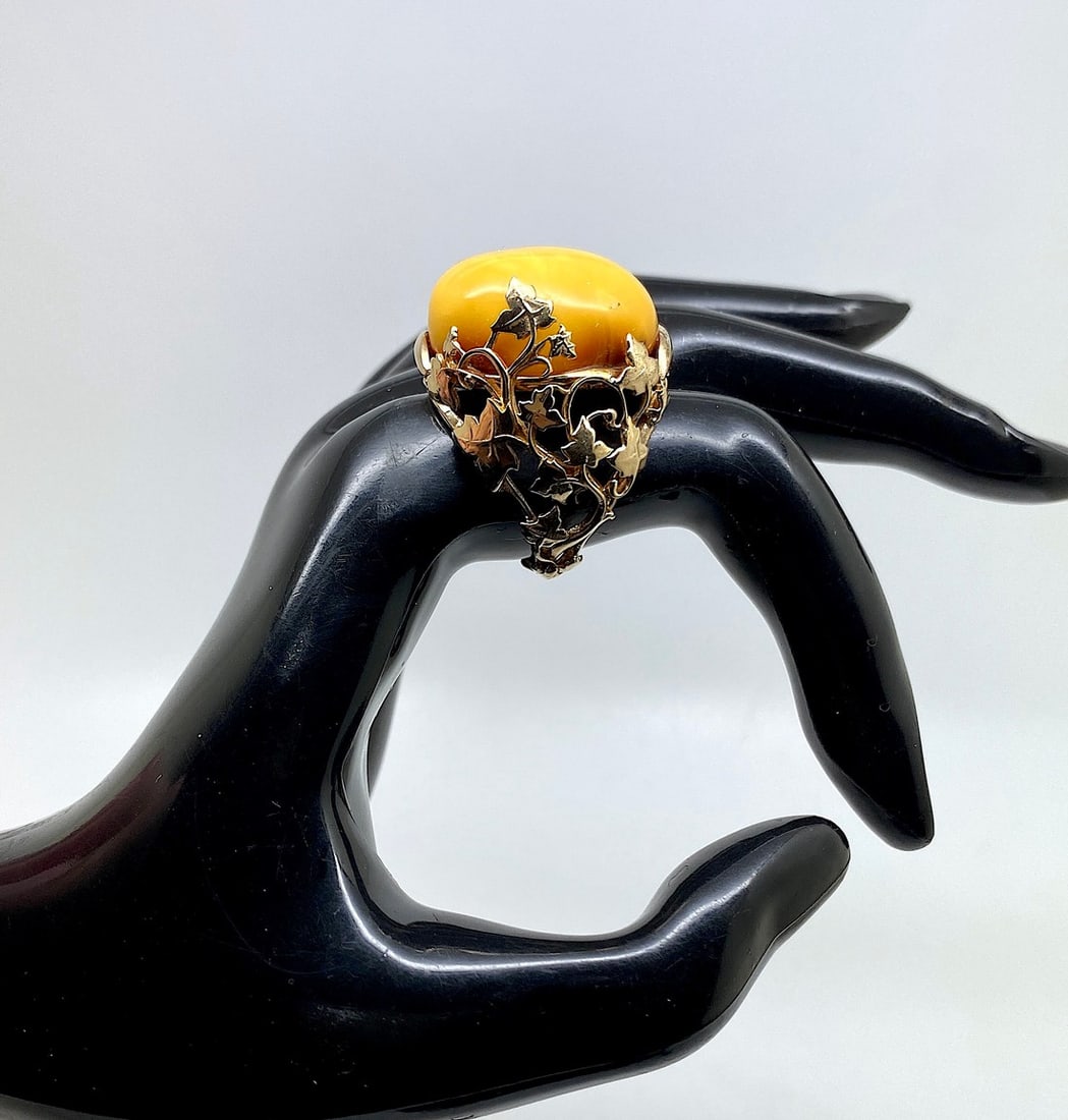 Unique and Adjustable Amber Ring - 4