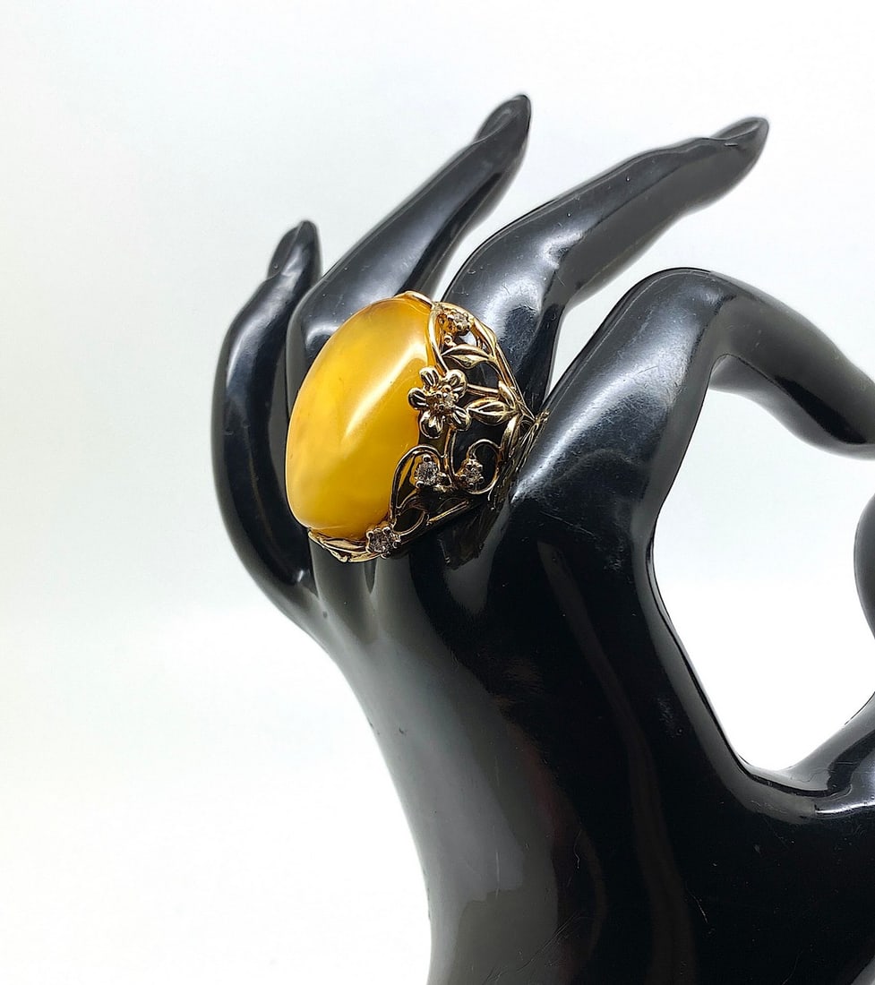 Adjustable Amber Ring - 6
