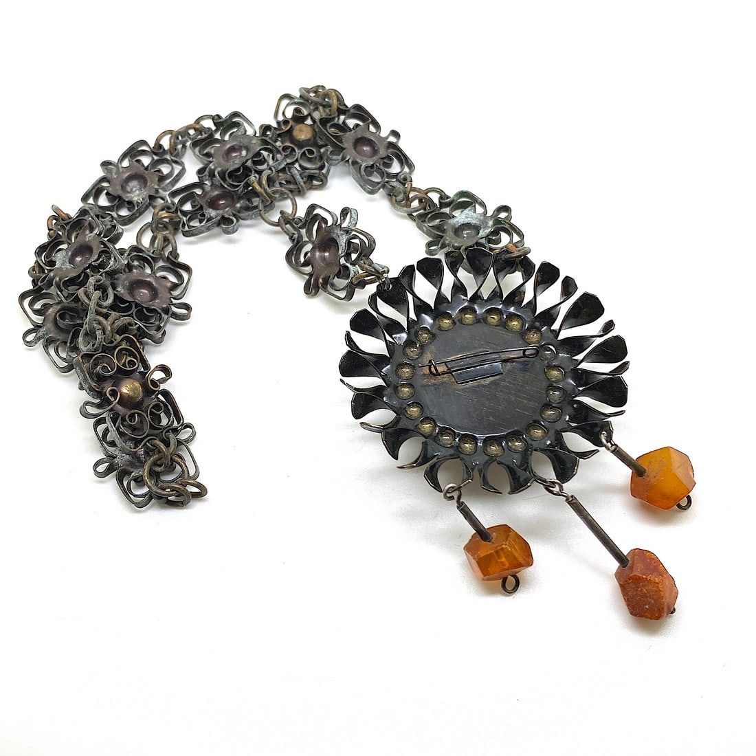 Fascinating Unique Vintage Amber Brooch / Necklace - 7