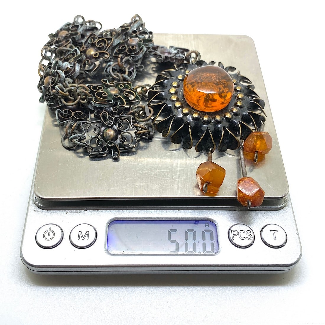 Fascinating Unique Vintage Amber Brooch / Necklace - 8