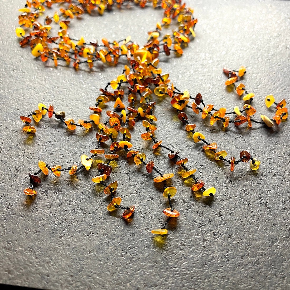 Beautiful Vintage Amber Necklace made from Natural shaped Amber beads - 2