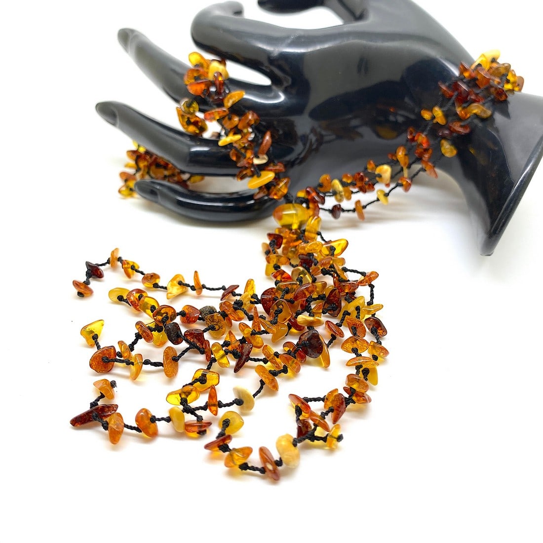 Beautiful Vintage Amber Necklace made from Natural shaped Amber beads - 4