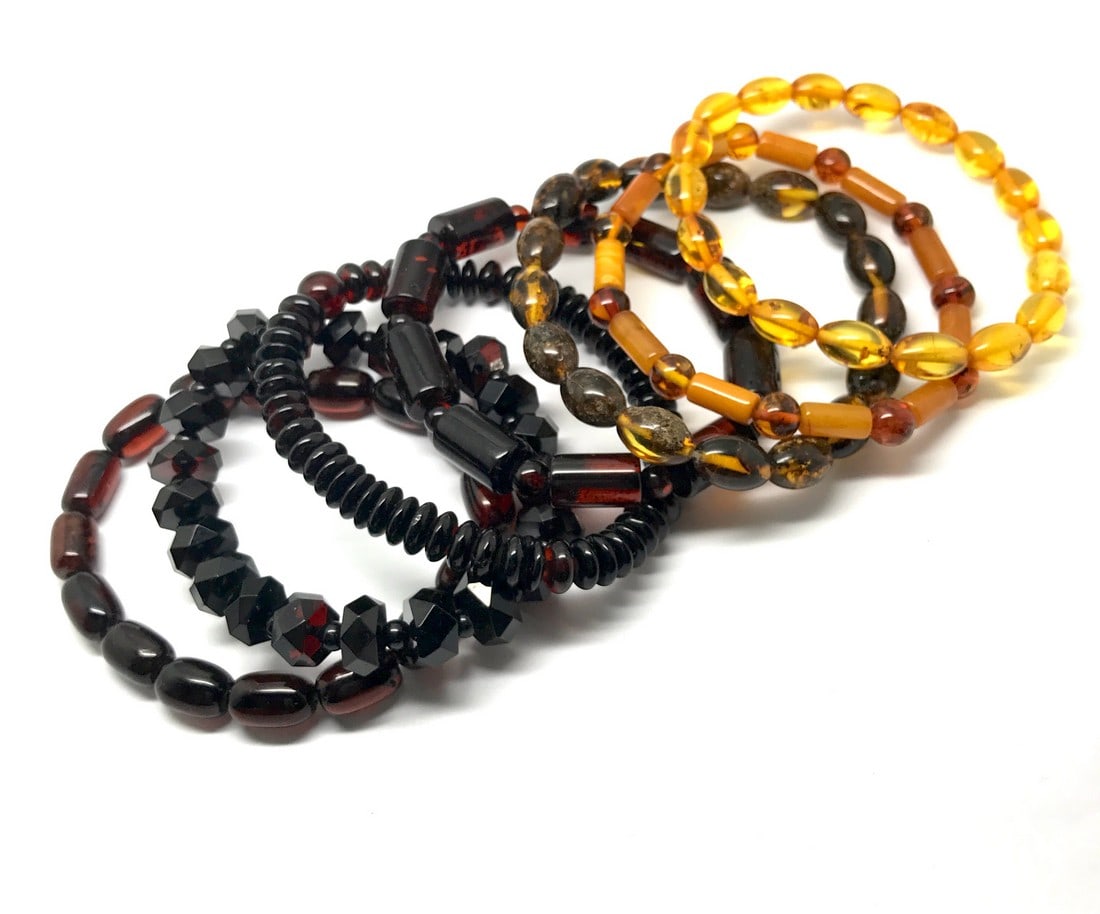 7x vintage bracelet Baltic amber various shape 48.7 grams (1 of 10)