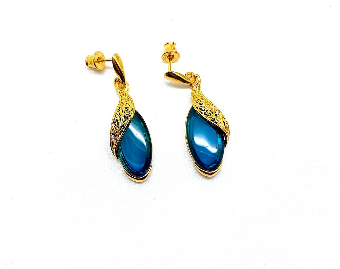 Exquisite Blue Amber Earrings - 10