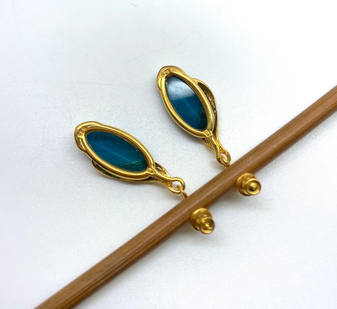 Exquisite Blue Amber Earrings - 6