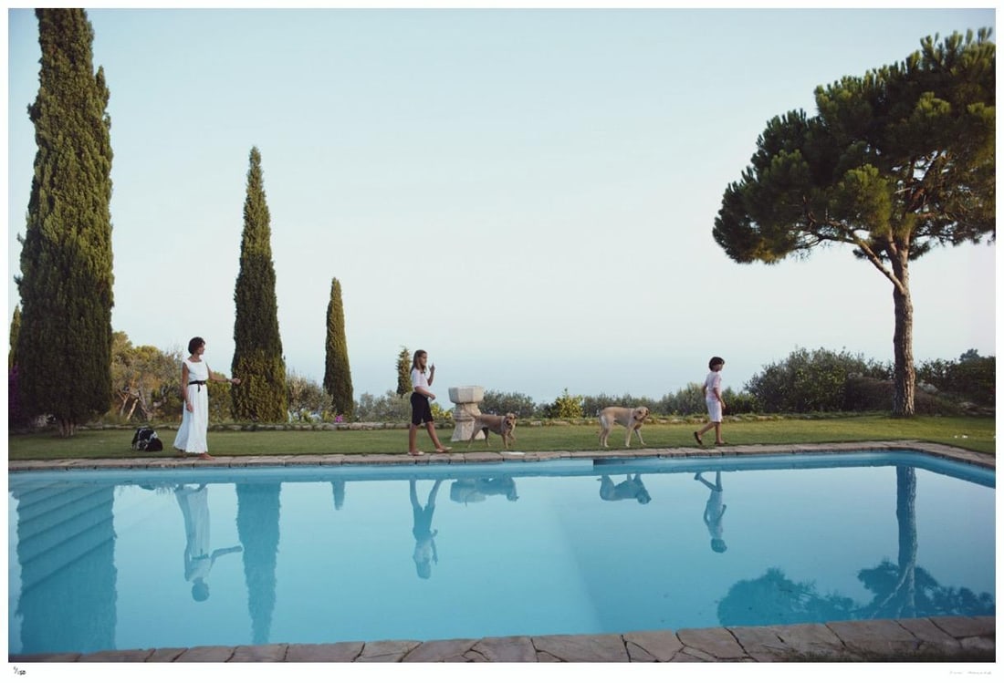 Roca Llisa 1978 - Slim Aarons Estate Stamped: 1978 (printed later): Title: Roca Llisa 1978 - Slim Aarons Estate Stamped: 1978 (printed later) Description: Roca Llisa 1978 - Slim Aarons Estate Stamped Fosca, Vera and Fiona Bertran holidaying in Roca Llisa, on the