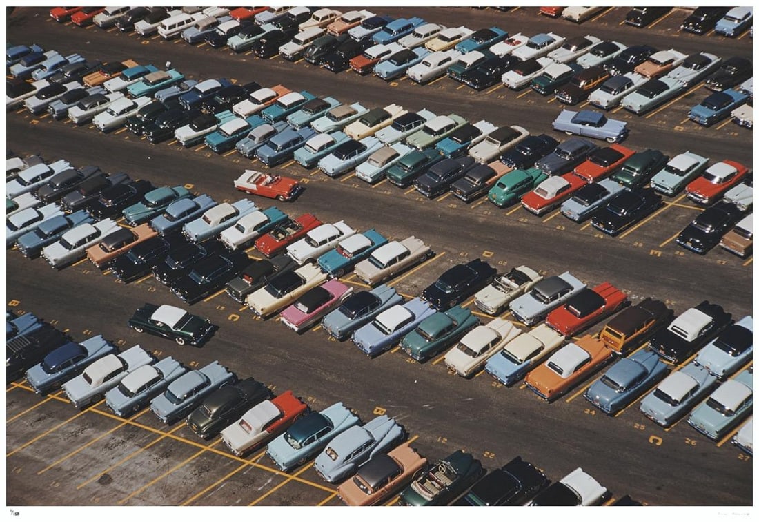 Fontainebleau Car Park 1955 - Slim Aarons Estate Stamped: 1955 (printed later) - 7
