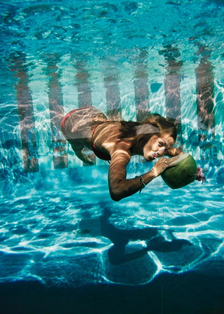 Slim Aarons 'Underwater Drink' 1972 Official Limited Estate Edition: 1972: Title: Slim Aarons 'Underwater Drink' 1972 Official Limited Estate Edition: 1972 Description: Underwater Drink' A woman drinking from a coconut underwater in the pool at Las Brisas Hotel in Acapulco,