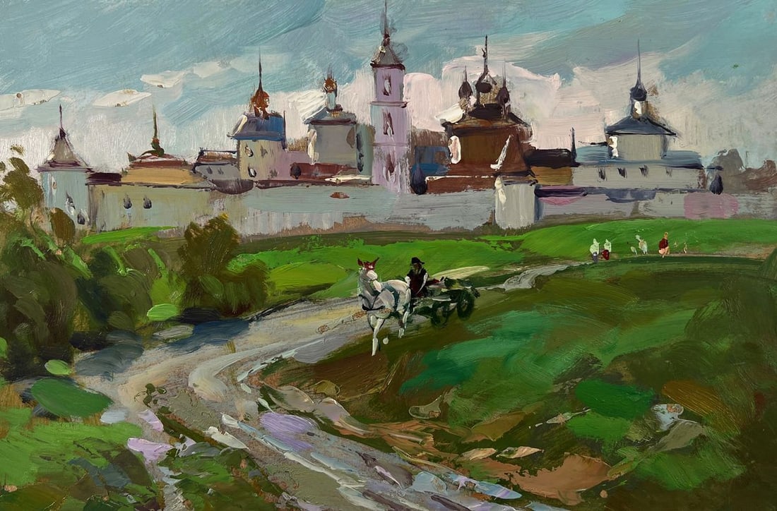 Oil painting Ancient city monastery Yuriy Suprunchuk - 3
