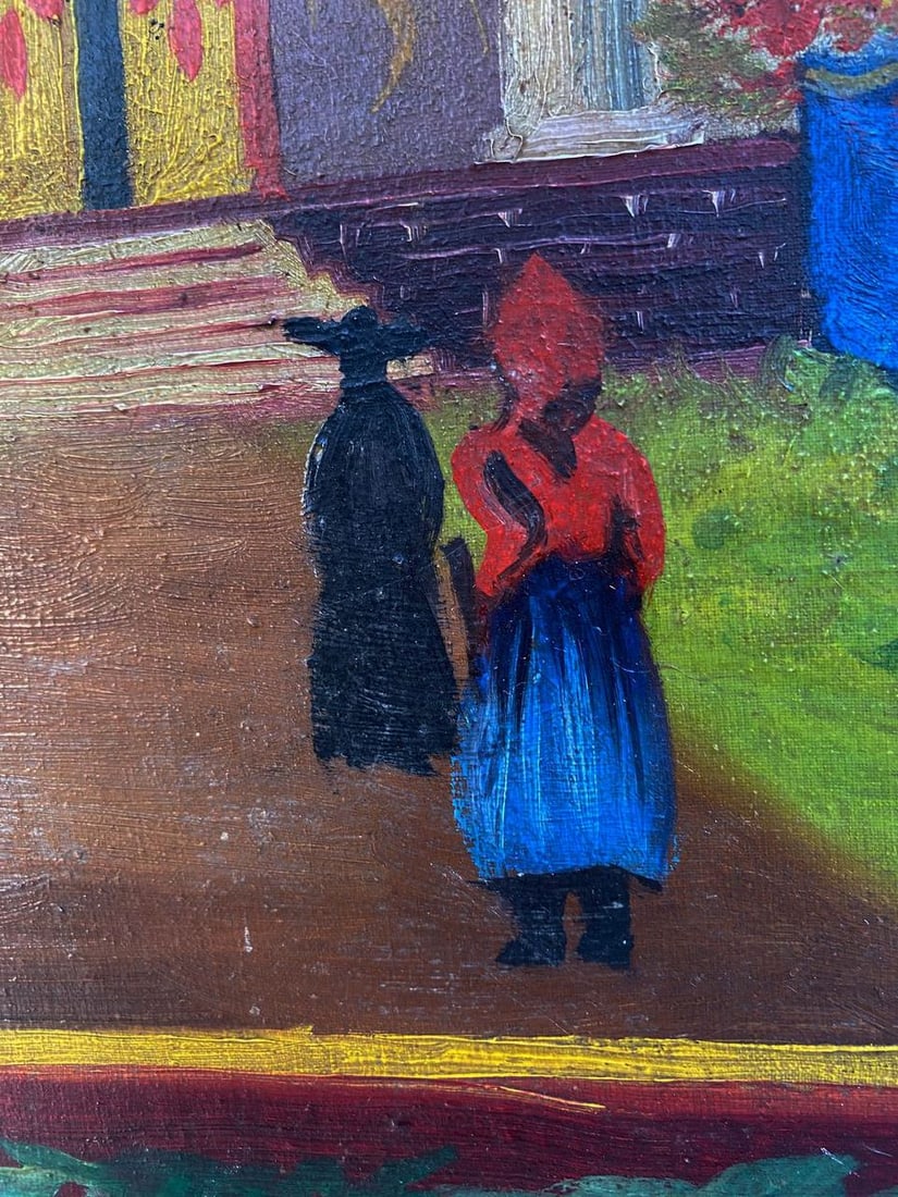 Oil painting Ladies go to church Unknown artist - 6