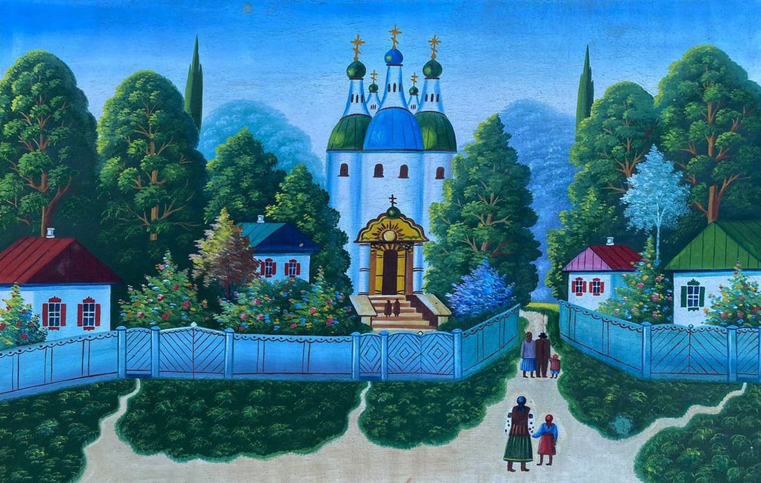 Oil painting Sunday trip to church Unknown artist (1 of 6)