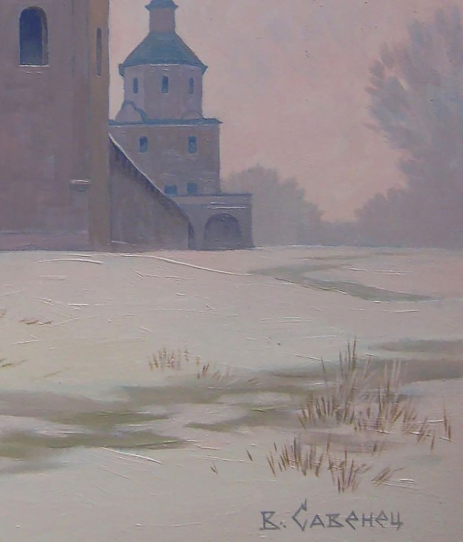 Oil painting Winter Church Valery Savenets - 2