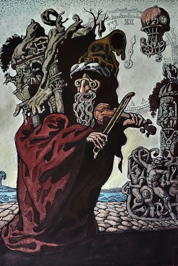 Ink painting Odessa violinist Daniil Litvinov: Title: Ink painting Odessa violinist Daniil Litvinov Description: NoLitv 1234 *** ABOUT THIS PAINTING *** * TITLE: "Odessa violinist" * ARTIST: Daniil Litvinov * SIZE: 42x30 cm/'16.53x11.81 inches'