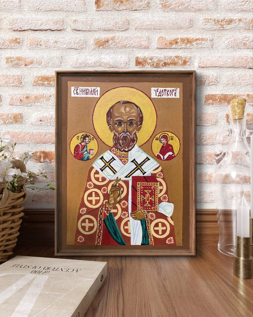 Oil painting Icon of the Saint Oleksandr Gukalov - 2