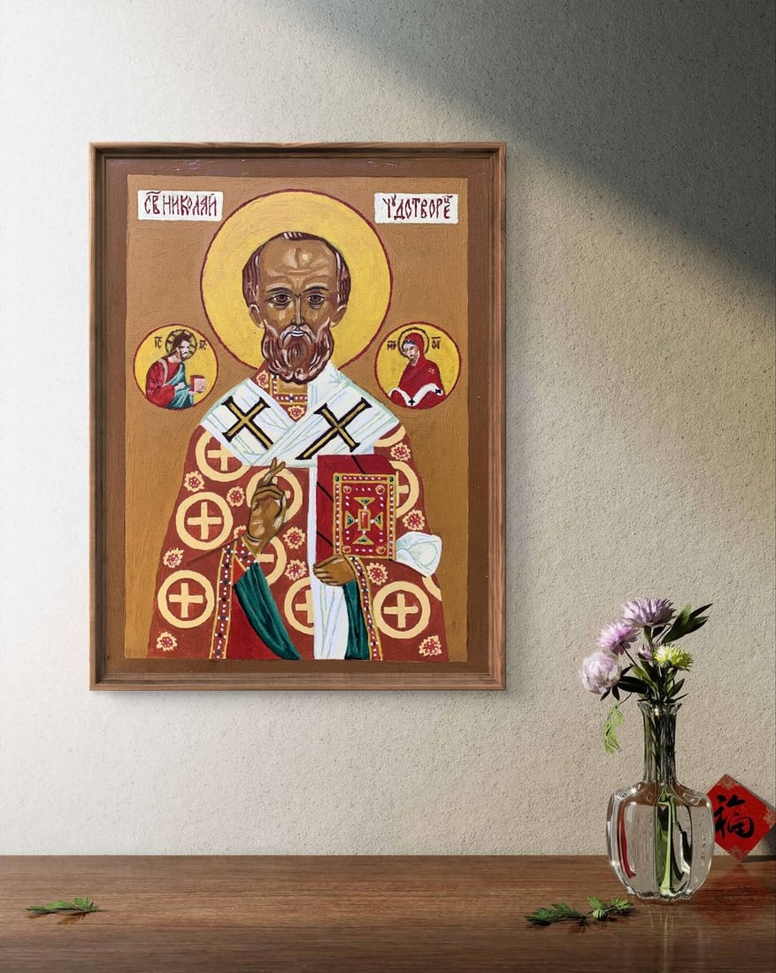 Oil painting Icon of the Saint Oleksandr Gukalov - 3