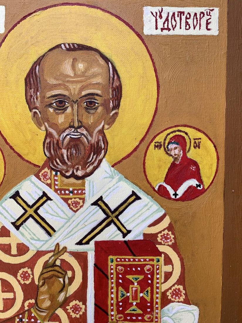 Oil painting Icon of the Saint Oleksandr Gukalov - 5