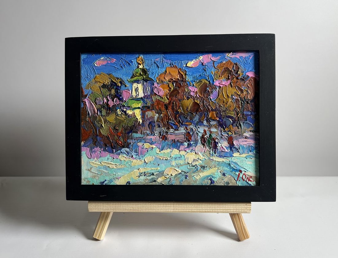 Oil painting Walk to the church Oksana Kalenyuk (1 of 10)