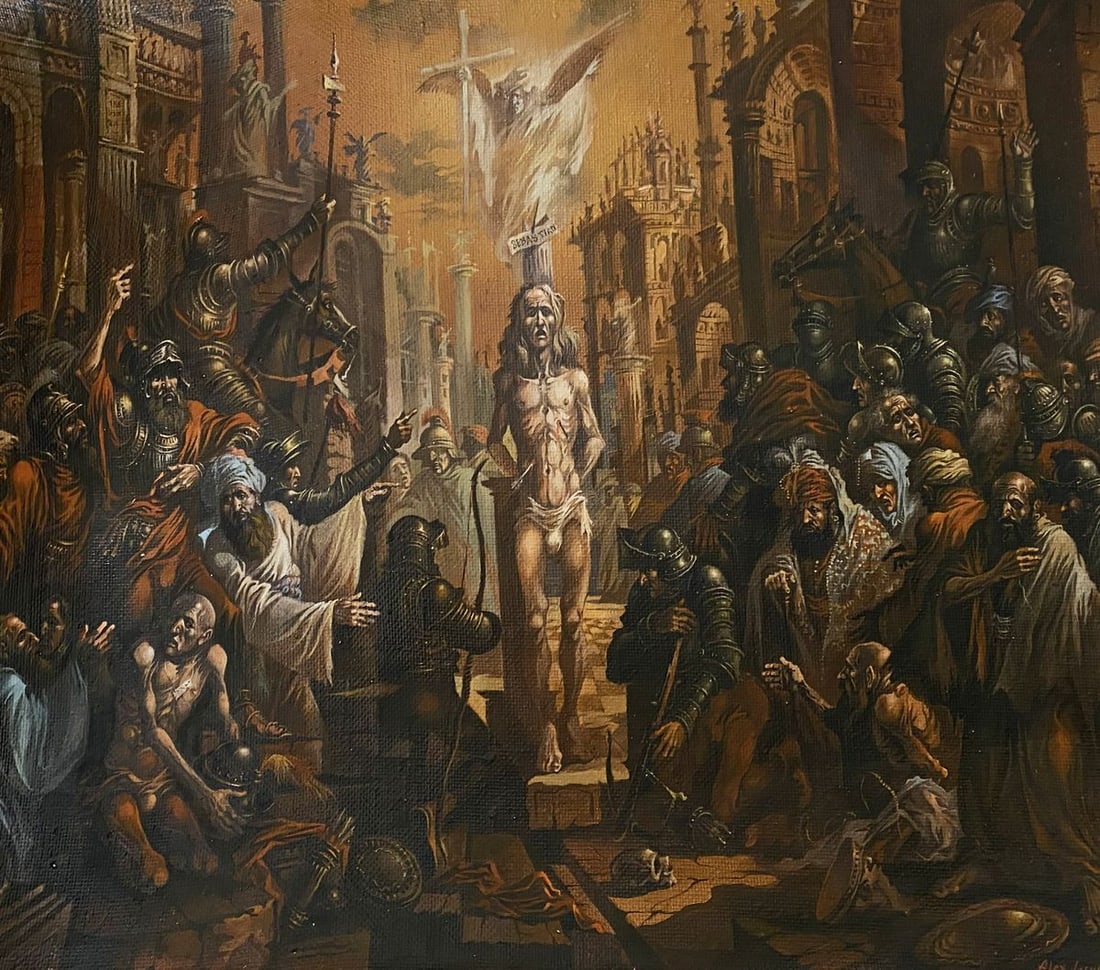 Oil painting Saint Sebastian Alexander Arkadievich Litvinov: Title: Oil painting Saint Sebastian Alexander Arkadievich Litvinov Description: NoLitv 158 *** ABOUT THIS PAINTING *** * TITLE: "Saint Sebastian" * ARTIST: Alexander Arkadievich Litvinov * SIZE: 53x49