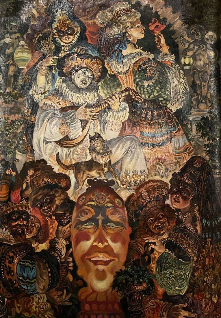 Oil painting 18th century masquerade Alexander Arkadievich Litvinov (1 of 13)