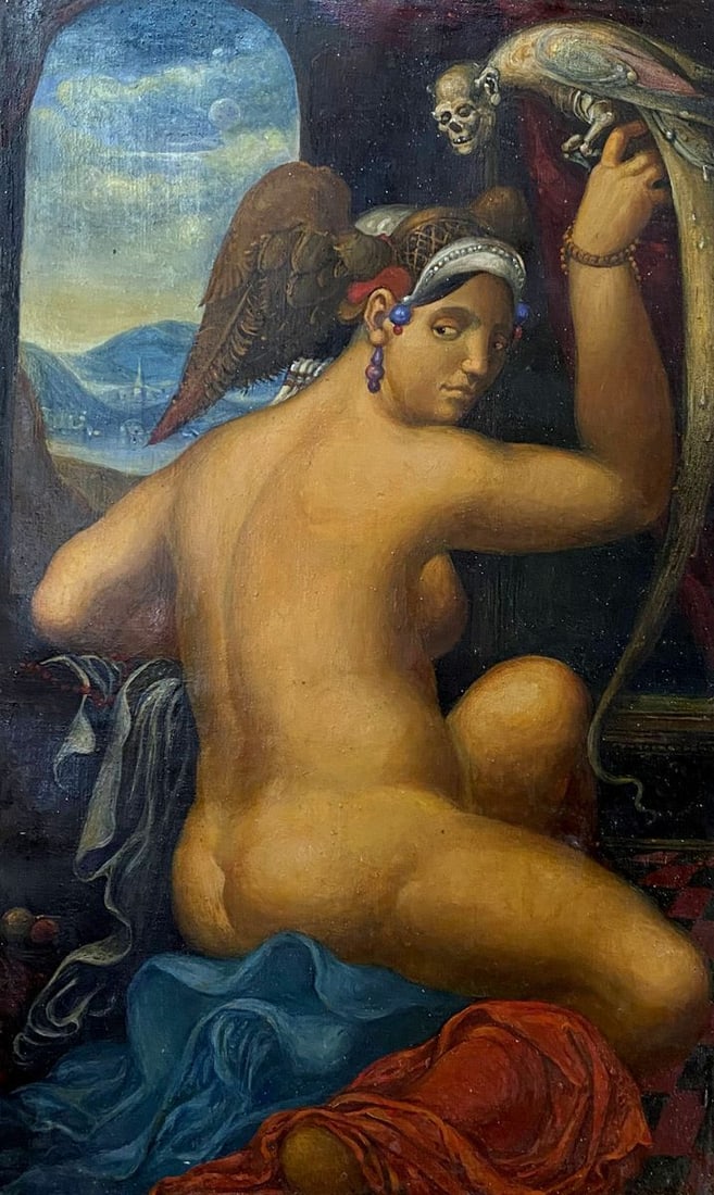 Oil painting Temptation Litvinov Oleg Arkad'yevich: Title: Oil painting Temptation Litvinov Oleg Arkad'yevich Description: NoLitv 303 *** ABOUT THIS PAINTING *** * TITLE: "Temptation" * ARTIST: Litvinov Oleg Arkad'yevich * SIZE: 25x40 cm/'9.84x15.74