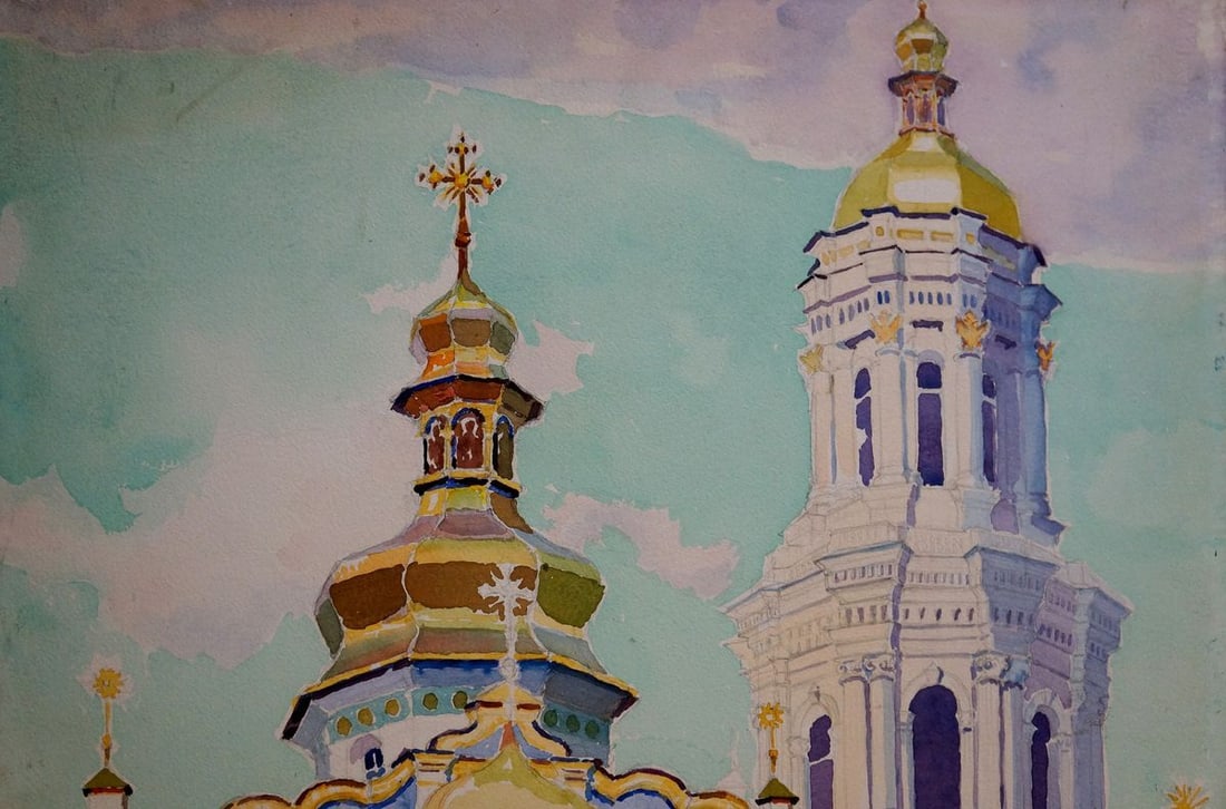 Watercolor painting Church - 3