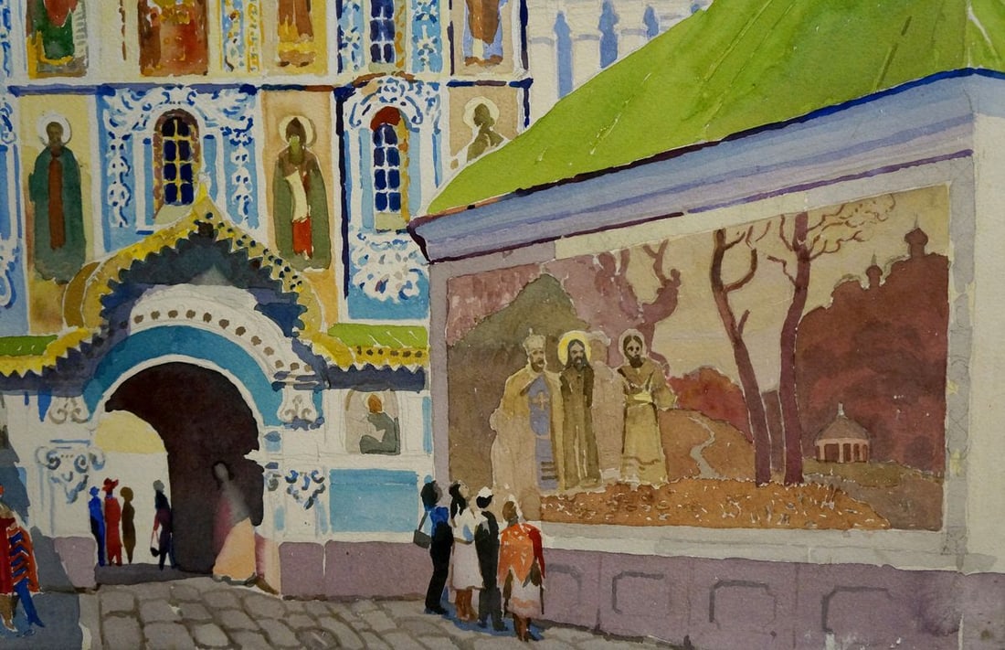 Watercolor painting Church - 5