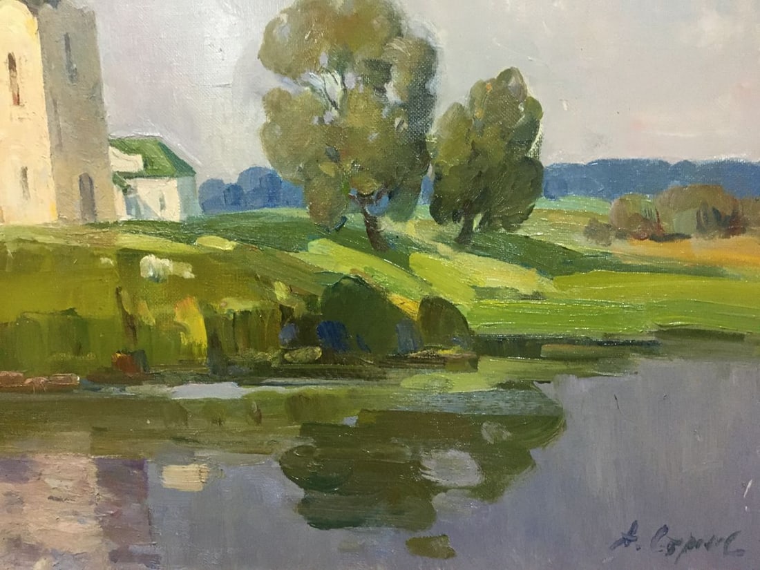 Oil painting Church landscape Strelov Arkady Efimovich - 4