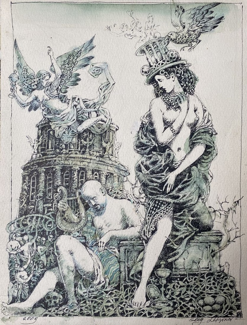 Watercolor, mascara painting Tower II Litvinov Oleg Arkad'yevich: Title: Watercolor, mascara painting Tower II Litvinov Oleg Arkad'yevich Description: NoLitv 676 *** ABOUT THIS PAINTING *** * TITLE: "Tower II" * ARTIST: Litvinov Oleg Arkad'yevich * SIZE: 24x31,5