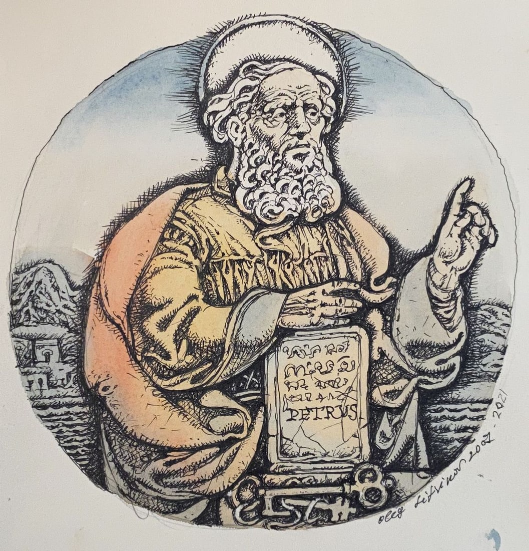 Watercolor mascara, painting Apostle Peter Litvinov Oleg Arkad'yevich (1 of 7)