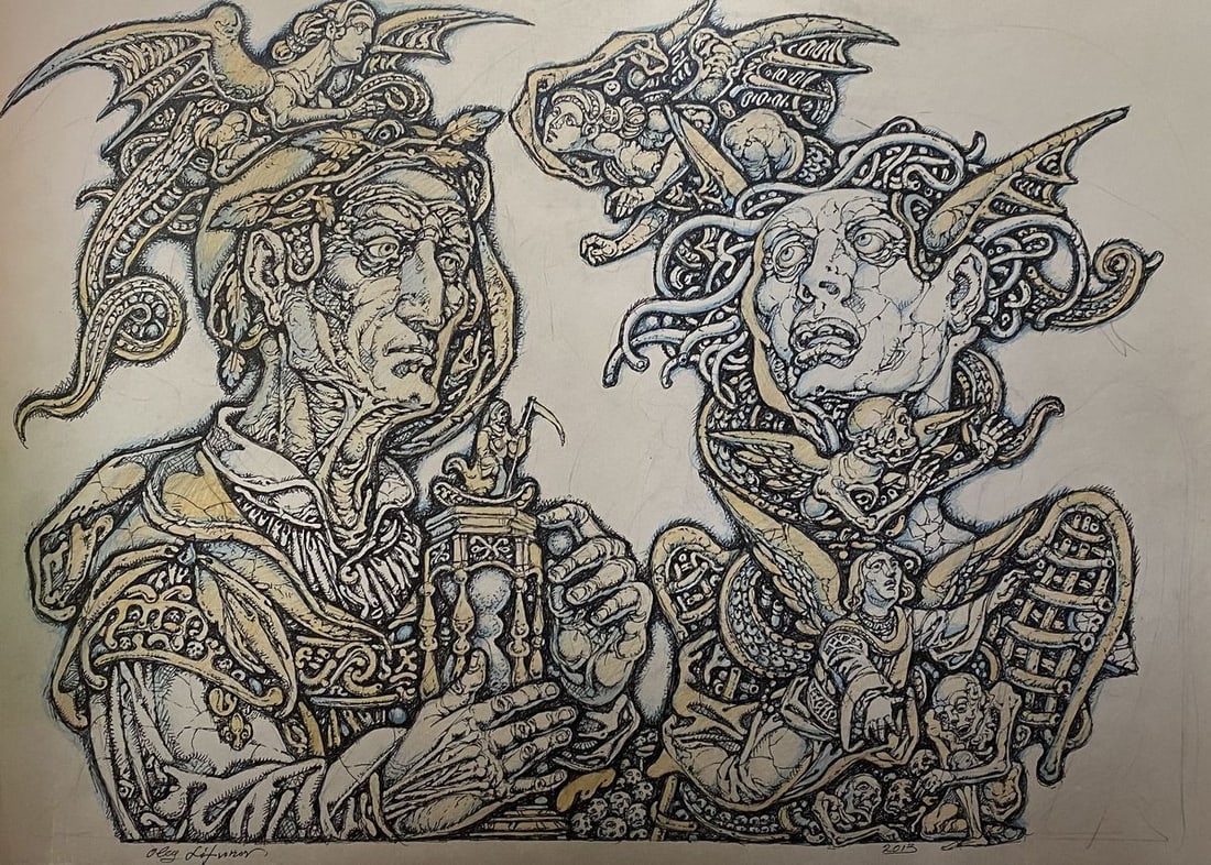 Pencil ,mascara, painting "Series of paintings" Dante "Divine Comedy"" Litvinov Oleg Arkad'yevich (1 of 9)