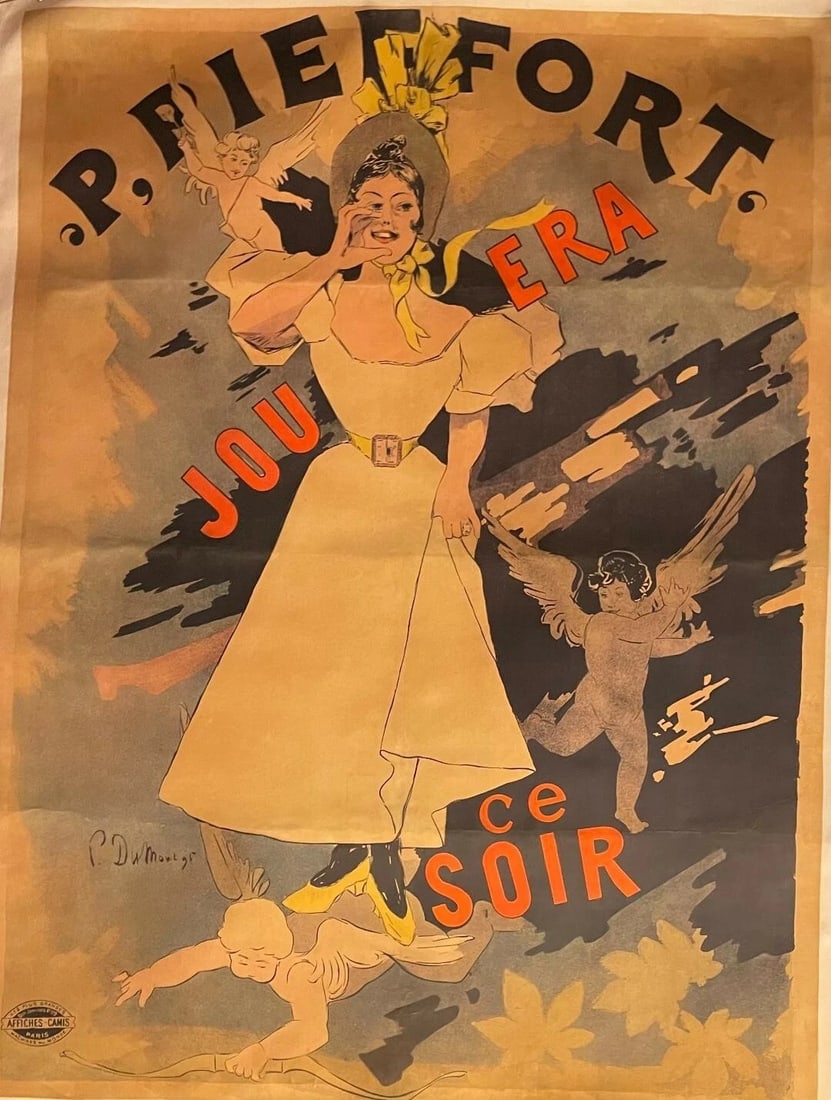 Original Vintage c. 1895 "Pierffort" Poster Linen Backed (1 of 9)