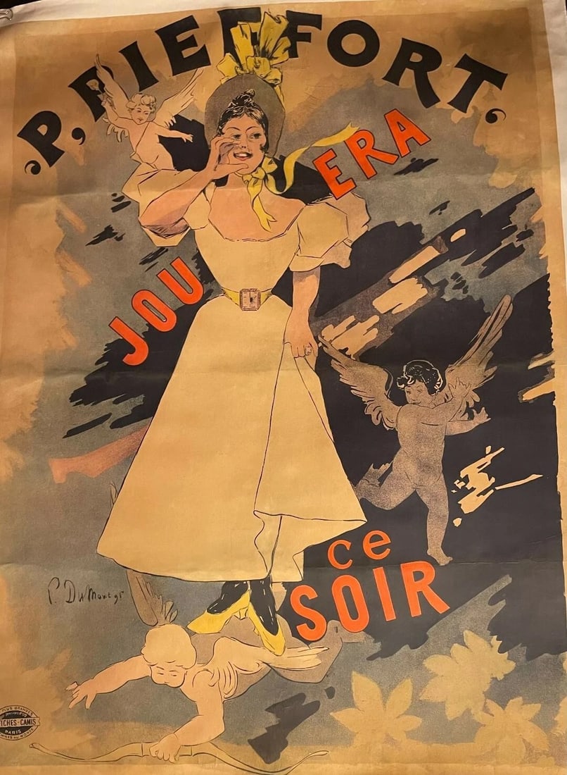 Original Vintage c. 1895 "Pierffort" Poster Linen Backed - 4