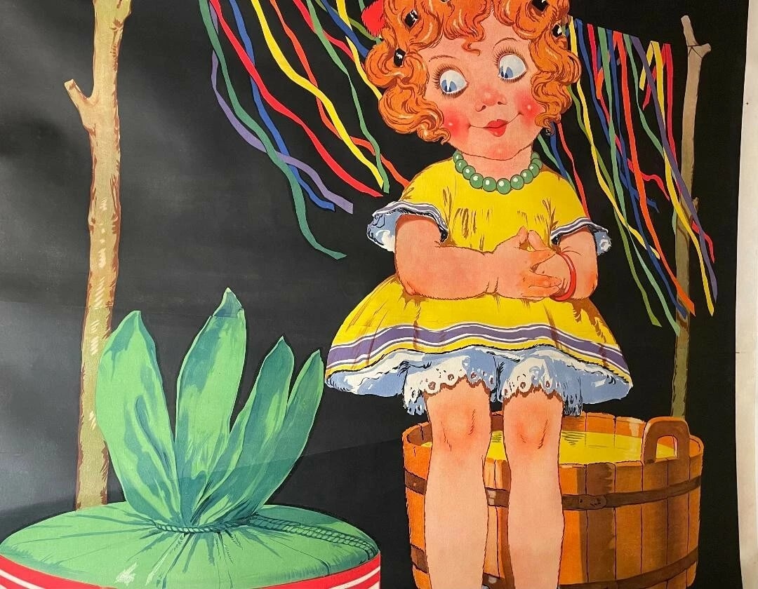 Original Vintage c.1930 "L'Alsacienne" Fabric Dye Poster Linen Backed - 4