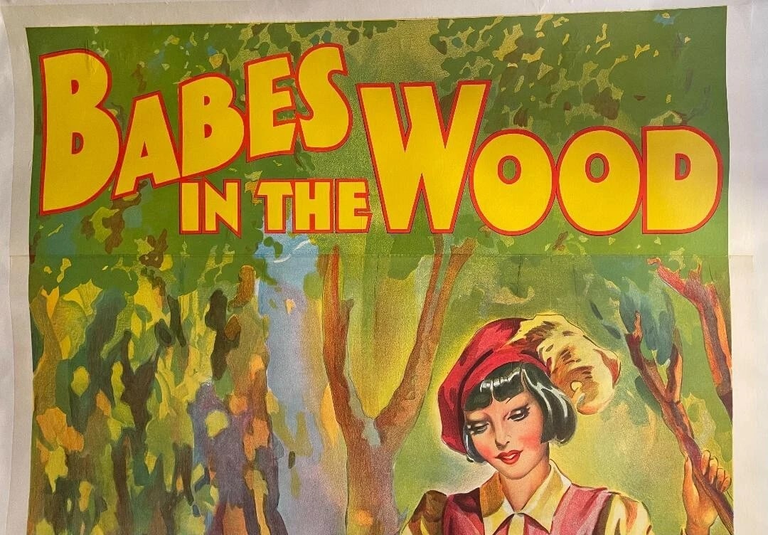 Original Vintage c. 1930 "Babes in the Wood Theater Poster Linen Backed - 2
