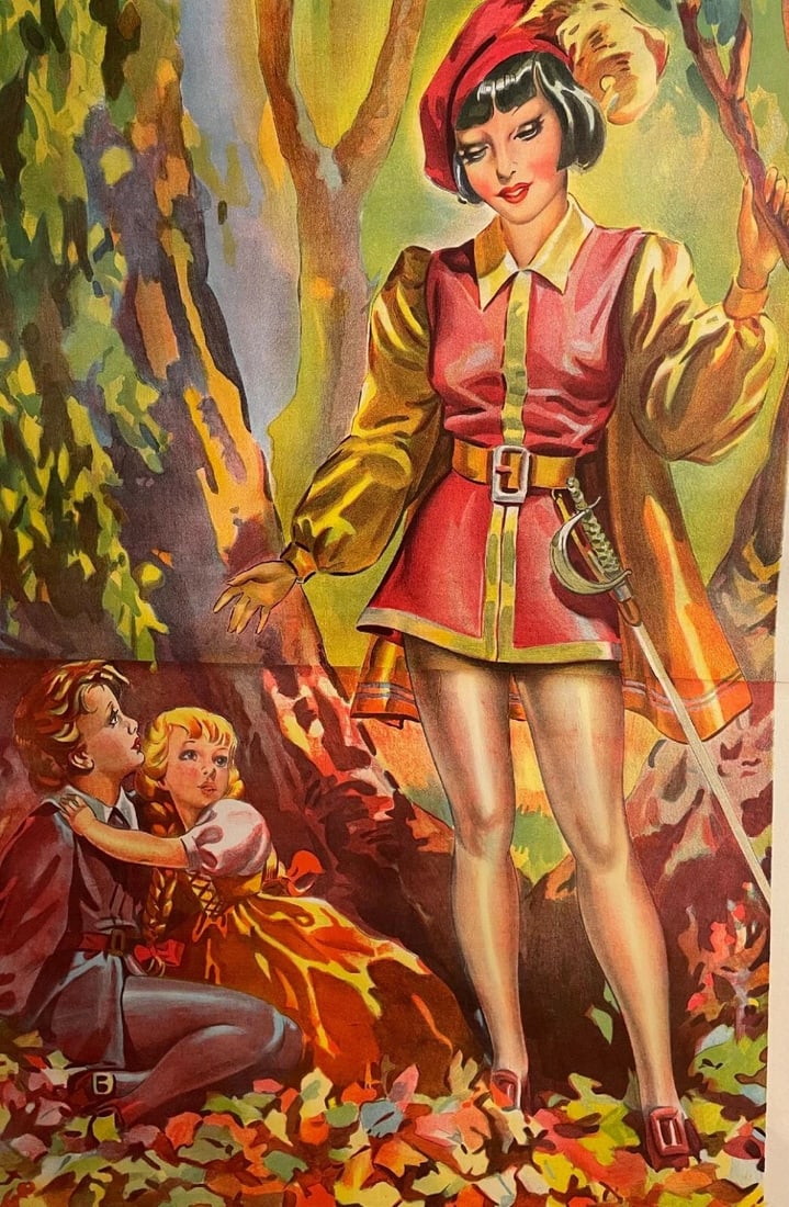 Original Vintage c. 1930 "Babes in the Wood Theater Poster Linen Backed - 3