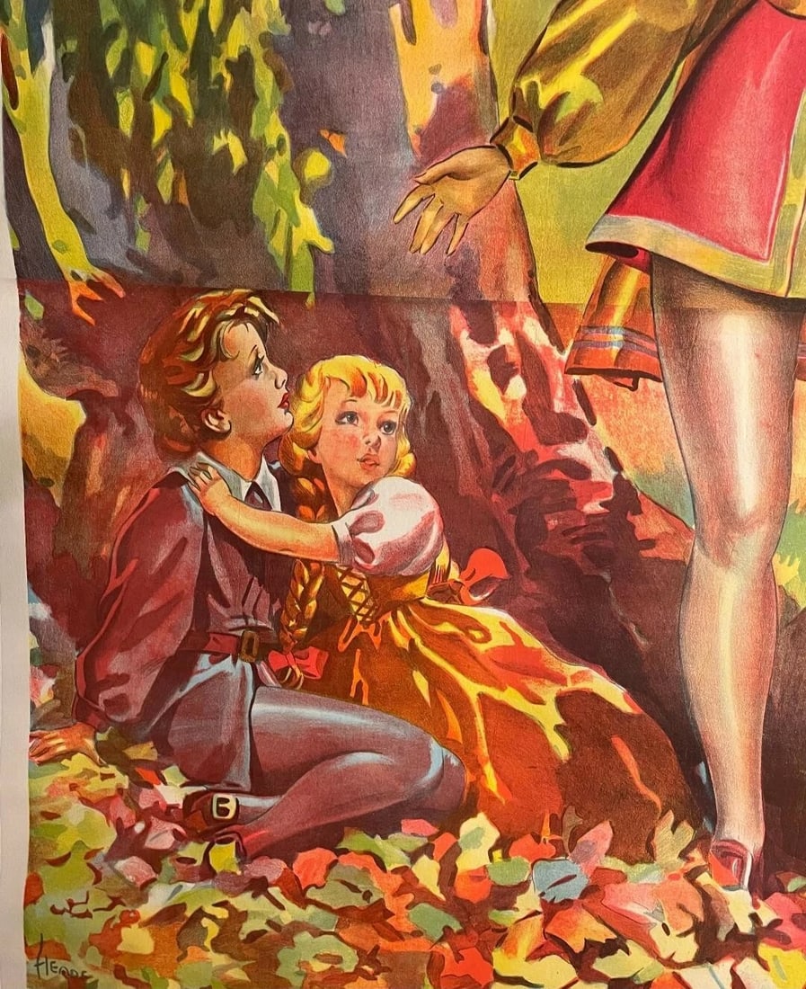 Original Vintage c. 1930 "Babes in the Wood Theater Poster Linen Backed - 4