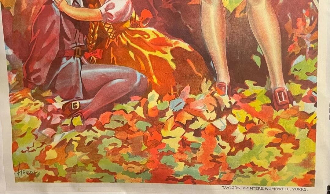 Original Vintage c. 1930 "Babes in the Wood Theater Poster Linen Backed - 5