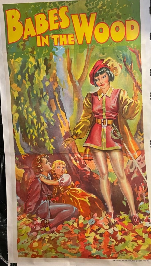 Original Vintage c. 1930 "Babes in the Wood Theater Poster Linen Backed - 6