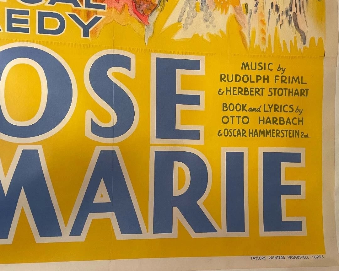 Original Vintage c. 1920 "Rose Marie" Musical Comedy Poster Linen Backed - 6