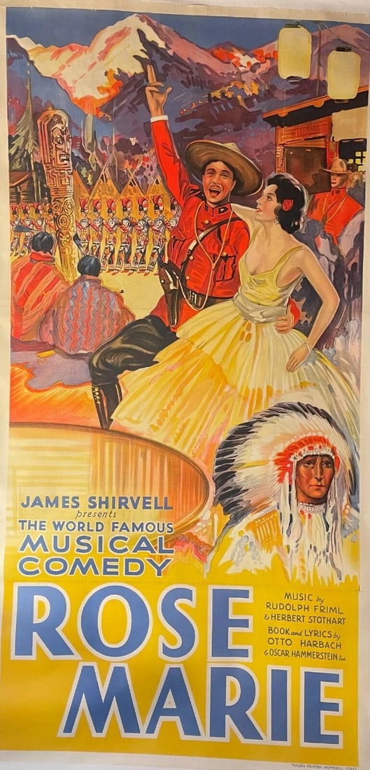 Original Vintage c. 1920 "Rose Marie" Musical Comedy Poster Linen Backed - 7