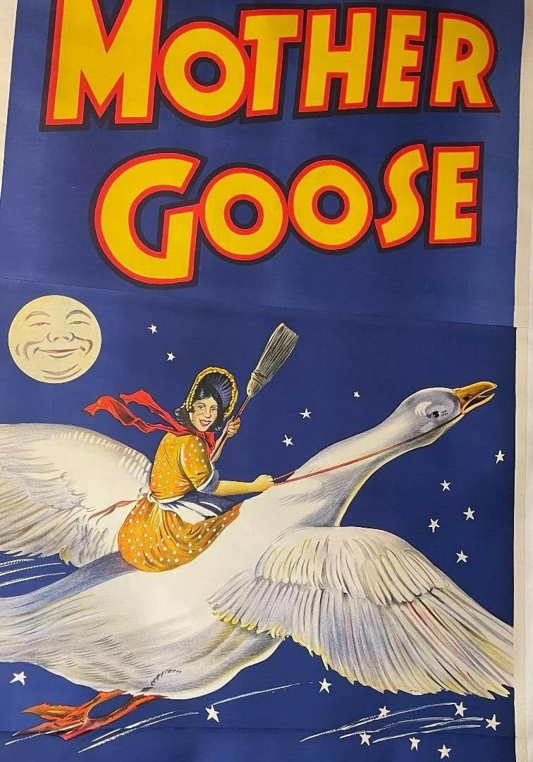 Original c. 1930 Vintage "Mother Goose" Children's Theater Poster Linen Backed - 2