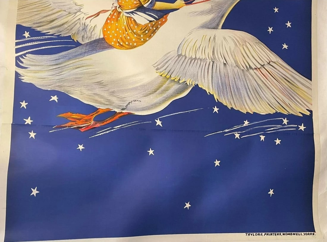 Original c. 1930 Vintage "Mother Goose" Children's Theater Poster Linen Backed - 3