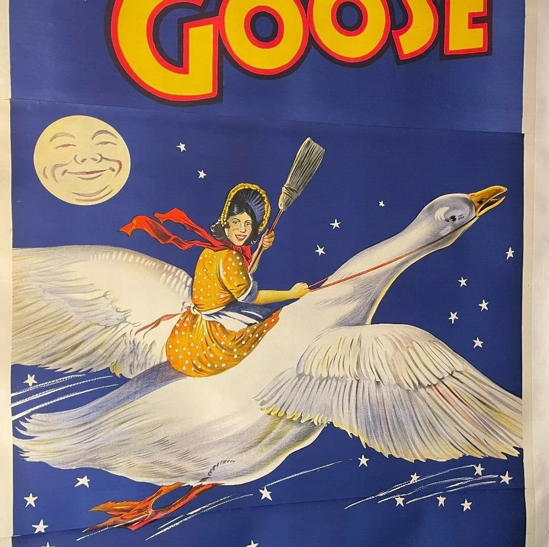 Original c. 1930 Vintage "Mother Goose" Children's Theater Poster Linen Backed - 4
