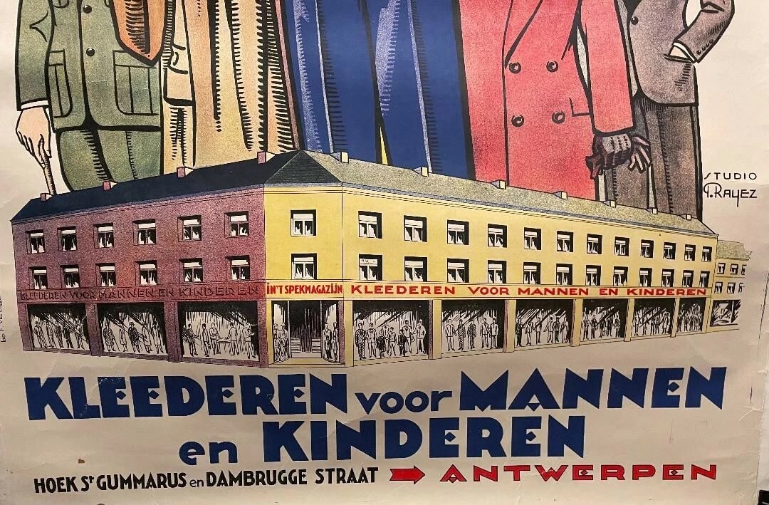 Original c.1920 Vintage "In"tspekmagazin" Clothing Store Poster Linen Backed - 3