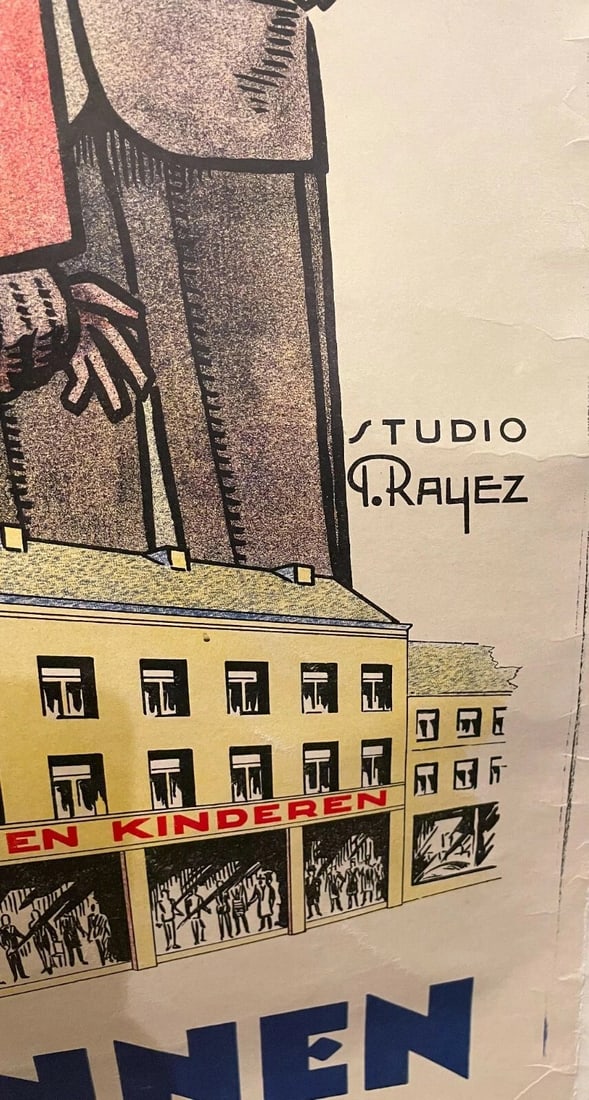 Original c.1920 Vintage "In"tspekmagazin" Clothing Store Poster Linen Backed - 4