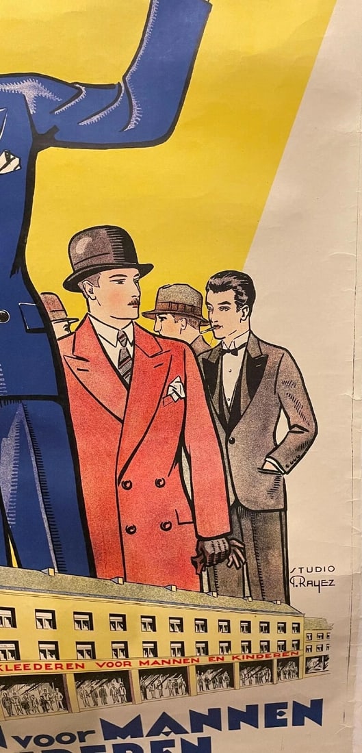 Original c.1920 Vintage "In"tspekmagazin" Clothing Store Poster Linen Backed - 5