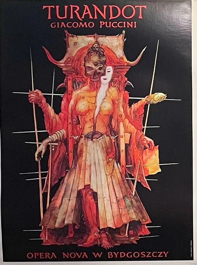 Original Vintage Puccini "Turandot" Opera Poster Linen Backed: Title: Original Vintage Puccini "Turandot" Opera Poster Linen Backed Description: Turandot is an opera in three acts by Giancomo Puccini, posthumously completed by Franco Alfano in 1926. It was first