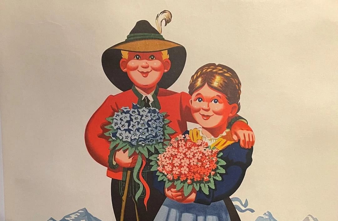 Original c.1950 Vintage "Austria Welcomes You" Travel Poster Linen Backed - 2